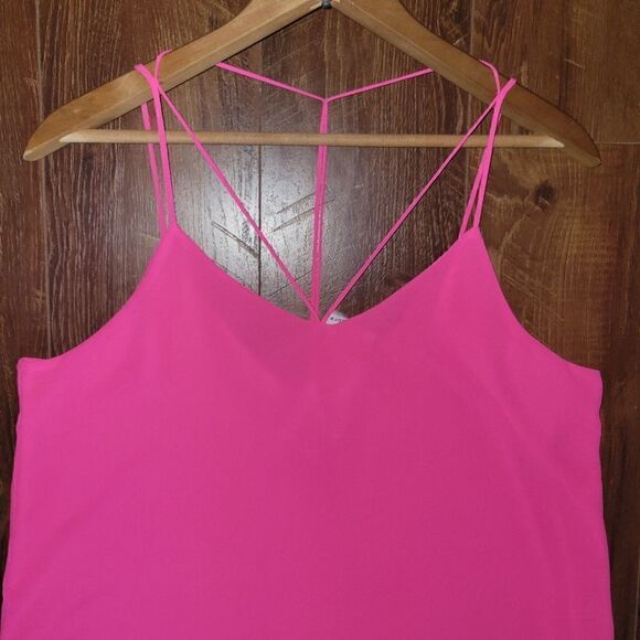 NWT Naked Zebra Hot Pink Strappy Double Layer Flowy Sleeveless Tank Top Blouse M - Picture 3 of 11